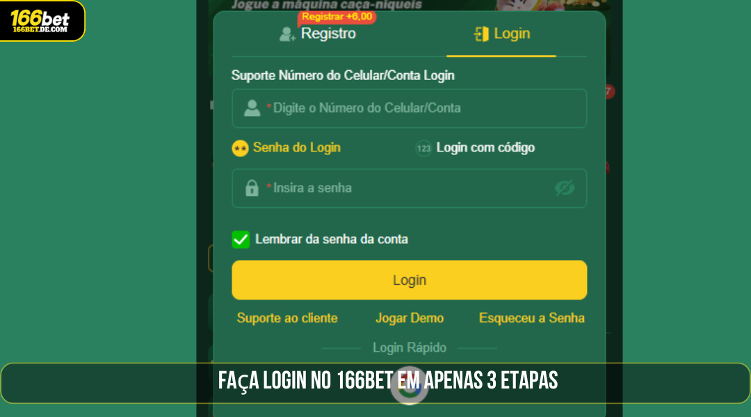 Faça login no 166BET em apenas 3 passos