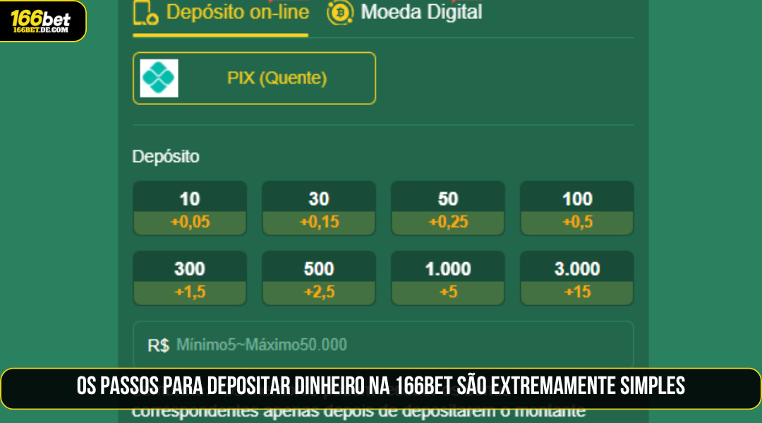 Os passos de depósito do 166BET são extremamente simples
